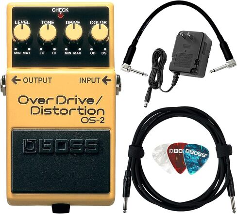 Boss OS-2 OverDrive/Distortion Bundle with 10ft Instrument Cable, 6in Patch Cable, and Picks in Saudi Arabia