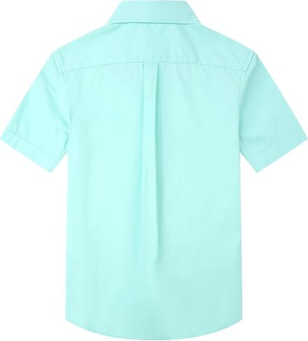 Aimehonpe Boys Short Sleeve Dress Shirts Solid Poplin Soft Stretch Fabrics with Two Bow Tie Set in Kuwait