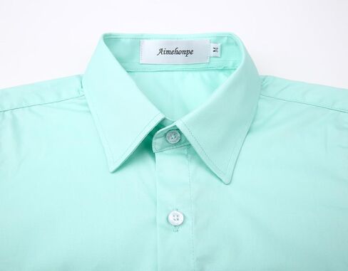 Aimehonpe Boys Short Sleeve Dress Shirts Solid Poplin Soft Stretch Fabrics with Two Bow Tie Set in Kuwait