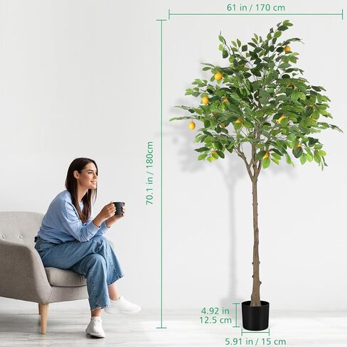 MARCH WIND Artificial Lemon Tree Plant, 6 Feet Tall, Bring Nature Indoors, Lifelike Decor for Living Room, Bedroom or Office in Saudi Arabia