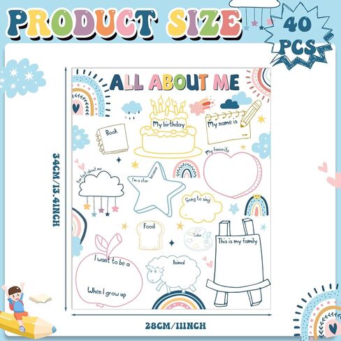 40 Pieces Boho All About Me Posters Students Posters to Fill in Student of The Week Posters Read All About Me Classroom Decorations for Preschool Kindergarten Elementary School Teacher Supplies in Saudi Arabia