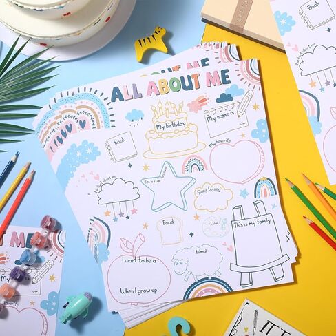 40 Pieces Boho All About Me Posters Students Posters to Fill in Student of The Week Posters Read All About Me Classroom Decorations for Preschool Kindergarten Elementary School Teacher Supplies in Saudi Arabia