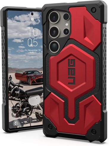 URBAN ARMOR GEAR UAG مصمم لهاتف Samsung Galaxy S24 Ultra Case 6.8 بوصة Monarch Crimson، غطاء واقٍ متين مقاوم للسقوط والصدمات ومقاوم للانزلاق in Kuwait