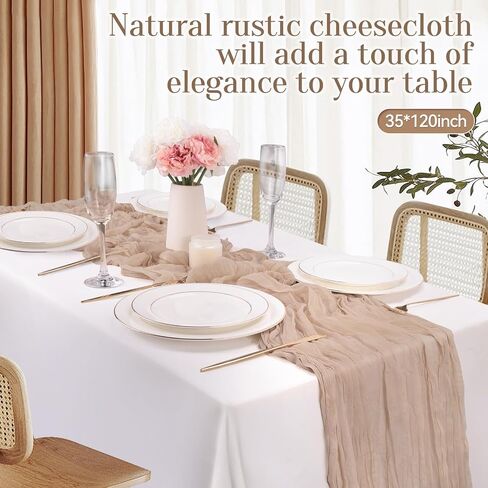 Cheesecloth Table Runner, 10FT Boho Beige Gauze Cheese Cloth Table Runner for Baby Shower Decoration Wedding and Birthday Party Table Centerpiece Decorations in Saudi Arabia