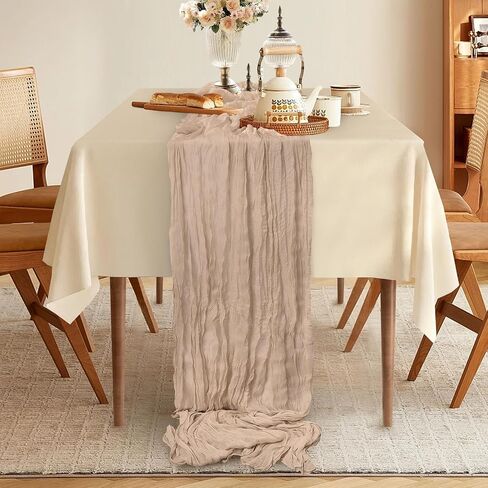 Cheesecloth Table Runner, 10FT Boho Beige Gauze Cheese Cloth Table Runner for Baby Shower Decoration Wedding and Birthday Party Table Centerpiece Decorations in Saudi Arabia