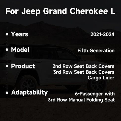 CARESA Cargo Liner 2nd&3rd Row Seat Back Cover for Jeep Grand Cherokee L 2021-2024 6 Passenger Accessories (Fit 2nd Row Bucket seat and 3rd Row Manual Folding Seat) in Saudi Arabia