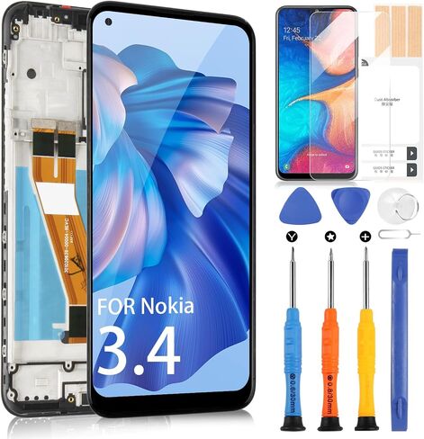 Screen Replacement for Nokia 3.4 TA-1288 TA-1285 TA-1283 6.39 inch LCD Display Touch Screen Digitizer Full Assembly with Frame in Saudi Arabia