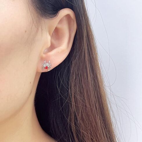 Punk Spider Sleeper Tiny Stud Earrings for Women Men Girls Cartilage Stainless Steel Red Enamel Animal Screw Flat Back Tragus Helix Studs Earring Personalized Jewelry Gifts Halloween 18G in Saudi Arabia