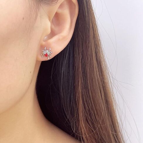 Punk Spider Sleeper Tiny Stud Earrings for Women Men Girls Cartilage Stainless Steel Red Enamel Animal Screw Flat Back Tragus Helix Studs Earring Personalized Jewelry Gifts Halloween 18G in Saudi Arabia