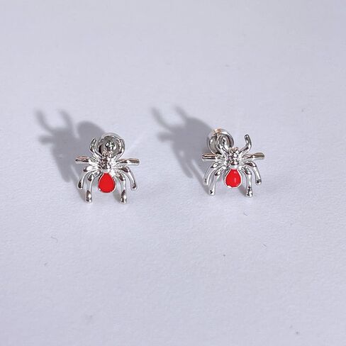 Punk Spider Sleeper Tiny Stud Earrings for Women Men Girls Cartilage Stainless Steel Red Enamel Animal Screw Flat Back Tragus Helix Studs Earring Personalized Jewelry Gifts Halloween 18G in Saudi Arabia