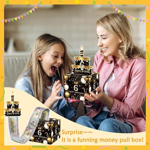 13th Birthday Money Box for Cash Gift, Surprise Pull Out Money Gift Box with 100Pcs Transparent Bags - Fun Ways to Give Cash as A 13th Birthday Gift for Girls Boys in Kuwait