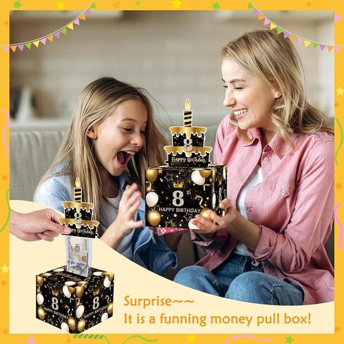 13th Birthday Money Box for Cash Gift, Surprise Pull Out Money Gift Box with 100Pcs Transparent Bags - Fun Ways to Give Cash as A 13th Birthday Gift for Girls Boys in Kuwait