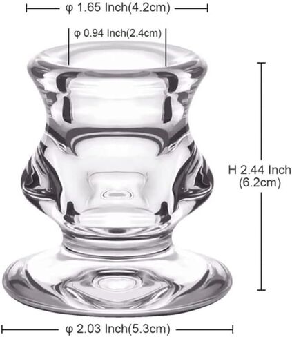 مجموعة حوامل شمعدان زجاجية من AnRui مكونة من 12 قطعة، حوامل شموع مستدقة من الكريستال الشفاف السائبة، حامل عصي شموع صغيرة لطيفة لحفلات الزفاف وحفلات عيد الميلاد وديكور طاولة الطعام المركزية in Kuwait