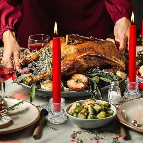 مجموعة حوامل شمعدان زجاجية من AnRui مكونة من 12 قطعة، حوامل شموع مستدقة من الكريستال الشفاف السائبة، حامل عصي شموع صغيرة لطيفة لحفلات الزفاف وحفلات عيد الميلاد وديكور طاولة الطعام المركزية in Kuwait