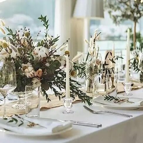 مجموعة حوامل شمعدان زجاجية من AnRui مكونة من 12 قطعة، حوامل شموع مستدقة من الكريستال الشفاف السائبة، حامل عصي شموع صغيرة لطيفة لحفلات الزفاف وحفلات عيد الميلاد وديكور طاولة الطعام المركزية in Kuwait