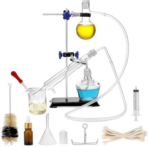 QWORK 12 Pieces 100 ML Home Distillation Apparatus Set - to Making Essential Oil, Moonshine, Alcohol Distiller, Chemistry Glass Distilling, Lab Glassware Kit in Saudi Arabia