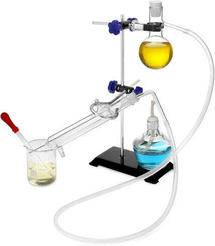 QWORK 12 Pieces 100 ML Home Distillation Apparatus Set - to Making Essential Oil, Moonshine, Alcohol Distiller, Chemistry Glass Distilling, Lab Glassware Kit in Saudi Arabia