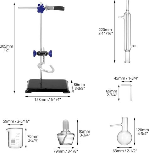 QWORK 12 Pieces 100 ML Home Distillation Apparatus Set - to Making Essential Oil, Moonshine, Alcohol Distiller, Chemistry Glass Distilling, Lab Glassware Kit in Saudi Arabia