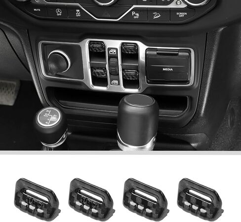 JWWY for JL Center Console Window Control Switch Knob Protection Cover Trim Compatible with 2018-2023+ Jeep Wrangler JL Accessories Black Aluminum Alloy in Saudi Arabia