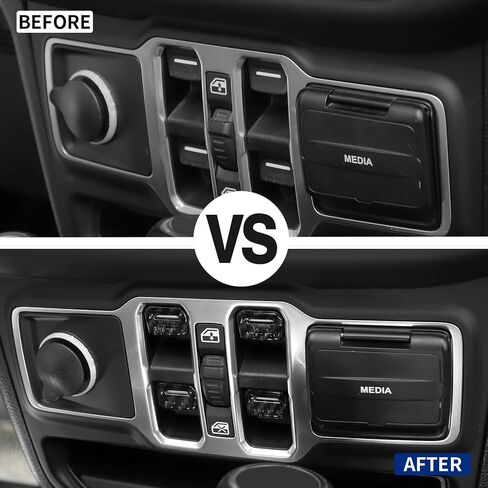 JWWY for JL Center Console Window Control Switch Knob Protection Cover Trim Compatible with 2018-2023+ Jeep Wrangler JL Accessories Black Aluminum Alloy in Saudi Arabia