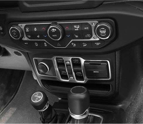 JWWY for JL Center Console Window Control Switch Knob Protection Cover Trim Compatible with 2018-2023+ Jeep Wrangler JL Accessories Black Aluminum Alloy in Saudi Arabia