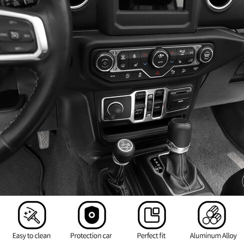 JWWY for JL Center Console Window Control Switch Knob Protection Cover Trim Compatible with 2018-2023+ Jeep Wrangler JL Accessories Black Aluminum Alloy in Saudi Arabia