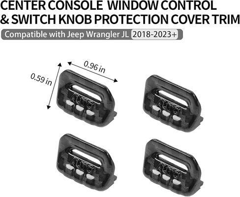 JWWY for JL Center Console Window Control Switch Knob Protection Cover Trim Compatible with 2018-2023+ Jeep Wrangler JL Accessories Black Aluminum Alloy in Saudi Arabia