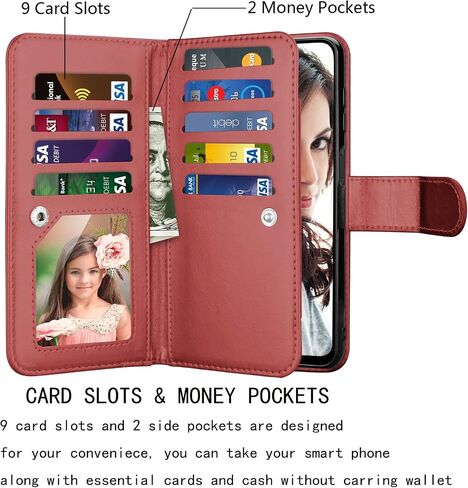 Njjex for Moto Edge 2021 Case, for Motorola Moto Edge 5G UW Wallet Case, [9 Card Slots] PU Leather ID Credit Holder Folio Flip [Detachable] Kickstand Magnetic Phone Cover & Lanyard [Black] in Saudi Arabia