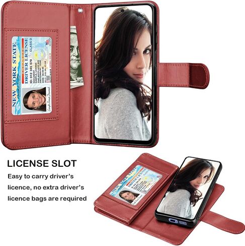 Njjex for Moto Edge 2021 Case, for Motorola Moto Edge 5G UW Wallet Case, [9 Card Slots] PU Leather ID Credit Holder Folio Flip [Detachable] Kickstand Magnetic Phone Cover & Lanyard [Black] in Saudi Arabia