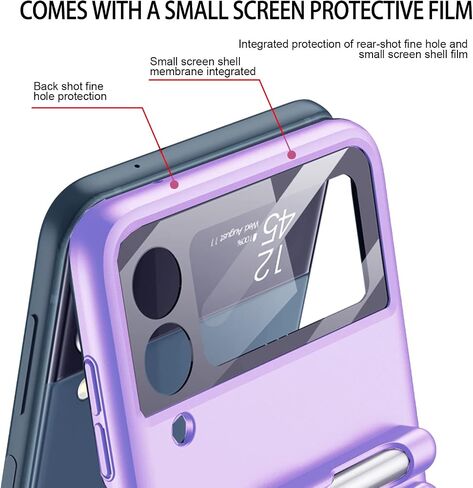 for Samsung Galaxy Z Flip 4 Case,with Stylus Fashion Business Phone case,with Hinge Protection Device and Camera Screen Protector,Case for Samsung Z Flip 4 2022 (Black) in Saudi Arabia