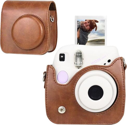 CAIYOULE Case for Fujifilm Instax Mini 7+/7s/7c Instant Film Camera Protective Bag with Adjustable Shoulder Straps(No Camera)-Brown in Saudi Arabia