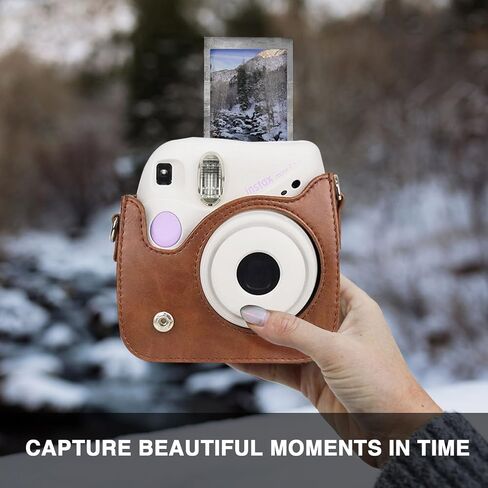 CAIYOULE Case for Fujifilm Instax Mini 7+/7s/7c Instant Film Camera Protective Bag with Adjustable Shoulder Straps(No Camera)-Brown in Saudi Arabia