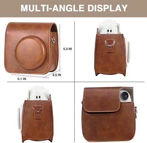 CAIYOULE Case for Fujifilm Instax Mini 7+/7s/7c Instant Film Camera Protective Bag with Adjustable Shoulder Straps(No Camera)-Brown in Saudi Arabia