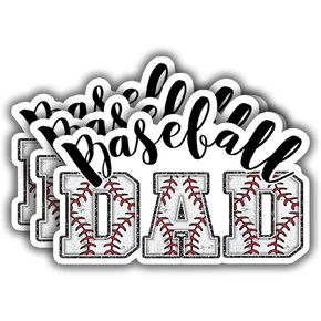 (3pcs) Baseball Dad Decal Sticker for Water Bottle Laptop Phone Funny Baseball Sports Lover Teens Adults Girls Boys Aesthetic Waterproof Vinyl Decals - 3x2.1"