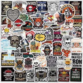130PCS Ironworker Waterproof Vinyl Stickers for Kids Girls Boys Teens Adults for Hard Hat Water Bottles Laptop Suitcase for Birthday Party Supplies Halloween Decoration Favors