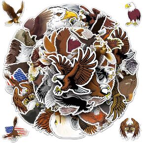 Eagle Stickers, 50 Pcs Eagle Stickers Decals Decorations Bulk Waterproof Vinyl Eagle Stickers Gifts Set for Water Bottles Laptop Scrapbook Car Skateboard Bike Luggage