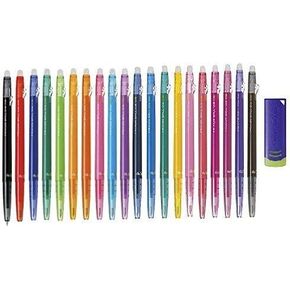 Pilot FriXion Ball Slim 038 Retractable Erasable Gel Ink Pen, Extra Fine Point, 0.38mm, 20 Color Set & FriXion Eraser