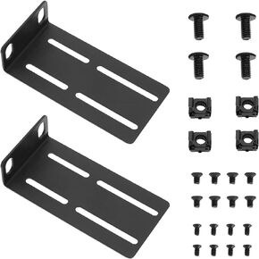 2PCS 88mm Rack Ears Mount Adjustable Hole Distance 29-40mm for 19 inch Switches Compatible with HP Switches with Screw