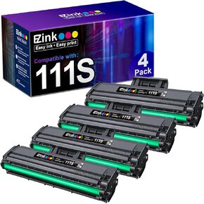 E-Z Ink Compatible Toner Cartridge Replacement for Samsung 111S 111L MLT-D111S MLT-D111L to use with Samsung Xpress M2020W M2022 M2024W M2070W M2070FW Printer (Black, 4 Pack)