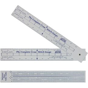Complete Cross Stitch Gauge – Scales for 12 Fabric Counts – Count Stitches, Determine Dimensions and Where to Start Design. Bonus Floss Number Comparison Chart