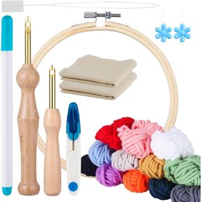 Punch Needle Kit for Beginners with Embroidery Hoop,Monks Cloth and Yarns, Embroidery Starter Kit Embroidery Experience Set, Punch Needle Set Adults Beginner Perfect for Craft Lovers