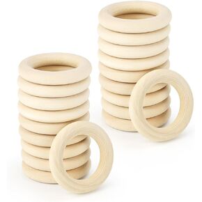 Unfinished Wooden Rings for Craft, Natural Wood Rings without Paint for Pendant Connectors, Jewelry, DIY Making, Crafts & Home Decor (45mm, 20 Pack)