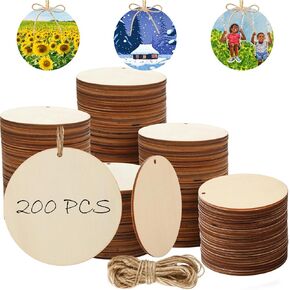 200 Pcs Round Wood Tag, 3 Inch Wood Circles for Crafts, Unfinished Wooden Circles with Hole, Blank Round Wood Circles Natural Wood Slices for DIY Craft Ornament Hanging Tag Supplies in Saudi Arabia