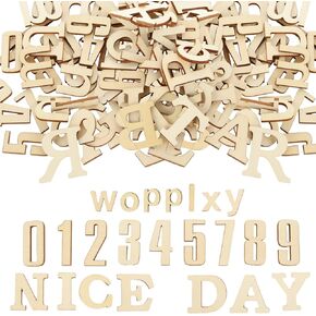 372 Pcs 1.5 Inch Wooden Letters Wooden Numbers, Small Wood Letters, Bold Font Unfinished Wood Alphabet A-Z and Numbers 0-9 Gifts Set for DIY Crafts, Homemade, Learning