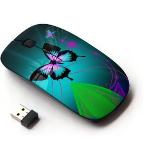 [ Optical 2.4G Wireless Mouse [ Iridescent Blue Green Purple Butterfly ]