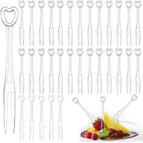300PCS Disposable Plastic Fruit Forks, YEAJOIN Mini Cake Forks Tasting Appetizer Cocktail Forks Picks Small Dessert Food Picks Sticks