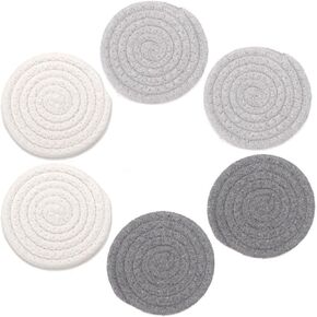 Round Woven Placemats Set of 3 Heat-Resistant Non-Slip Washable Braided Cotton Dinner Table Mats for Dining, Kitchen Table 18cm (6 pack of 11cm)