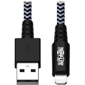 Tripp Lite Braided Lightning Cable – Lightning to USB Cable (M/Apple Certified Lightning Cable, Charge/Sync, 10 ft, Aramid Fiber, Grey, 2-Year Warranty (M100-010-HD)