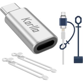 for 8 Pin Female to USB C Male Adapter PD 35W, Compatible with iPhone 15 iPad AirPods Samsung S23 Ultra S22 Google Pixel Power Bank, 27W iOS to Type-C Male Converter, 2 Pack, Silver