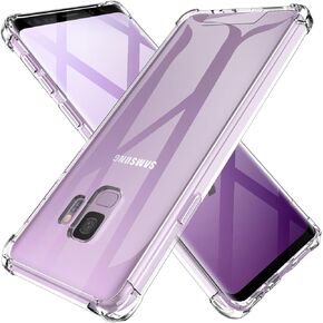 حافظة KIOMY شفافة لهاتف Samsung Galaxy S9، زوايا أكياس هوائية مقاومة للصدمات، غطاء واقٍ بتصميم هجين، ظهر صلب من البولي كربونات + إطار مرن من مادة TPU